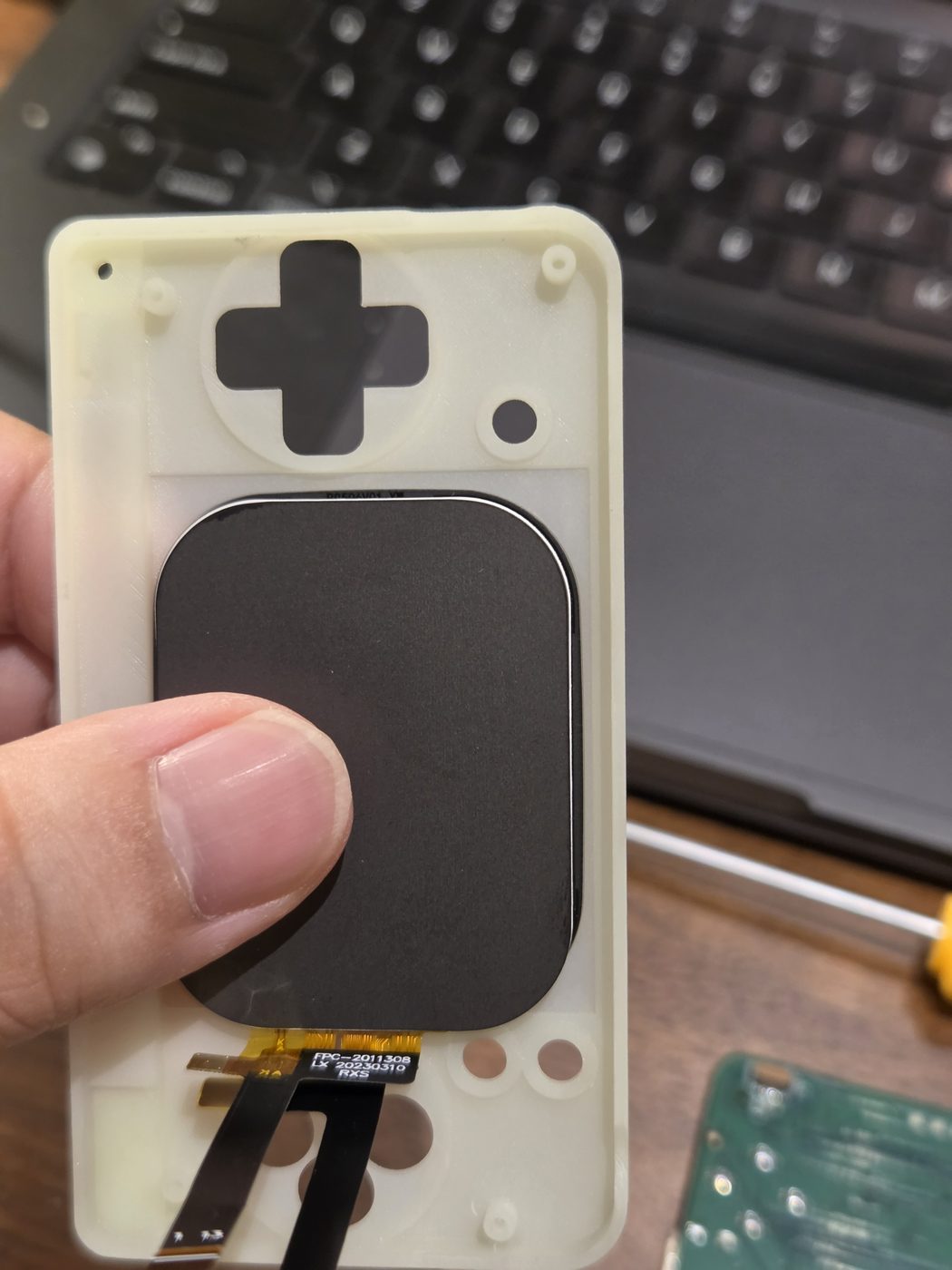 Back of the printed shell during assembly