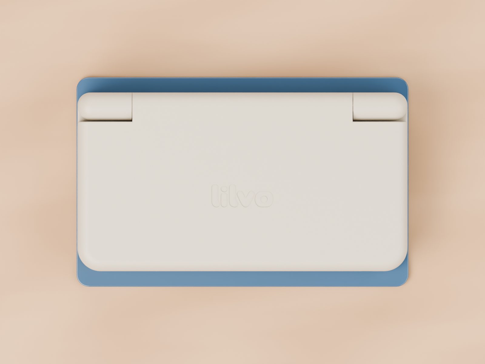 Closed device lying on top of a bank card, seen from directly above
