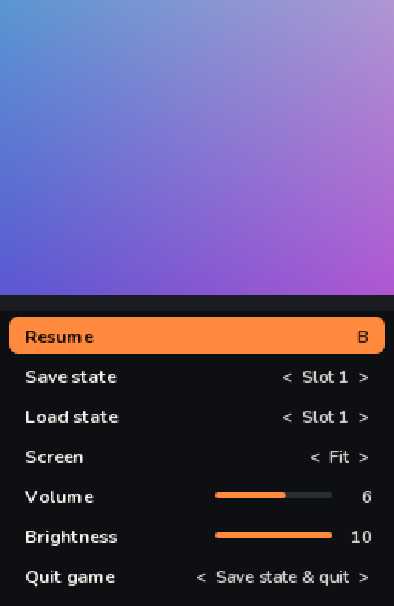 In-game menu