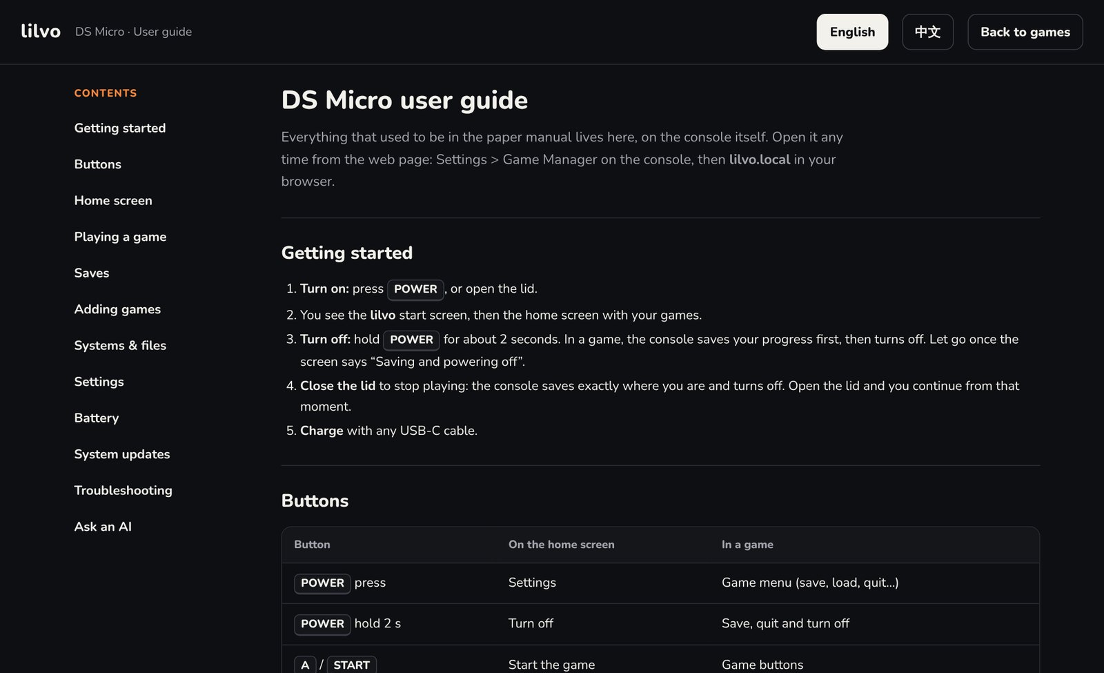 User guide page